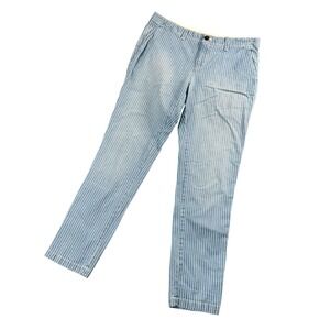 GAP Womens Girlfriend Chino Pants Blue White Stripe Casual Chic 2